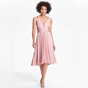 TWOBIRDS BRIDESMAID Convertible Jersey Gown Sz A light Pink Prom Formal Stretchy